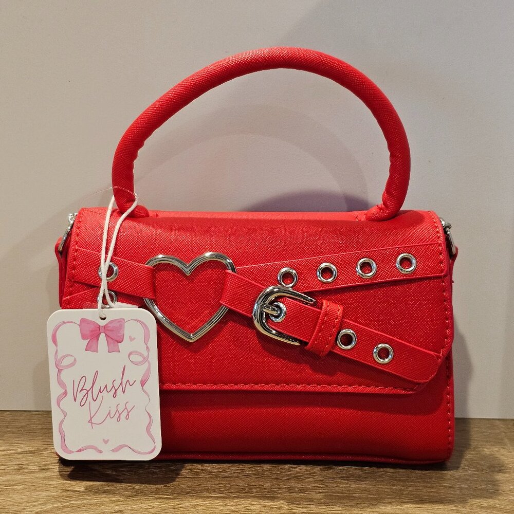 Blush Kiss Heart Embellished Mini Handbag
